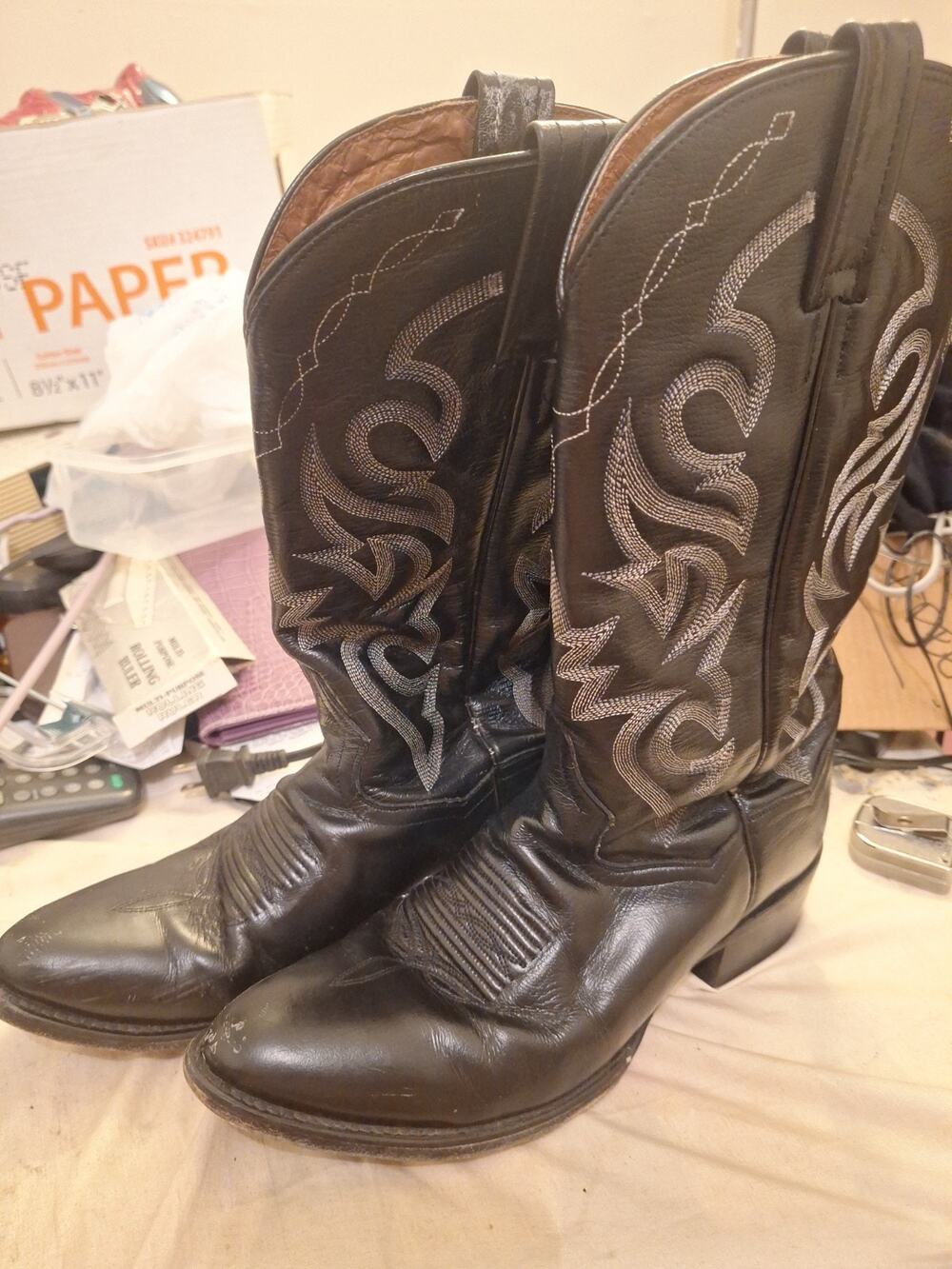 Dan Post Boots Mens 8.5R Black Leather Western Cowboy DP 2110